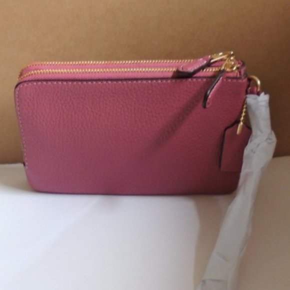 Coach Rouge Double Corner Zip Wristlet - Picture 3 of 7